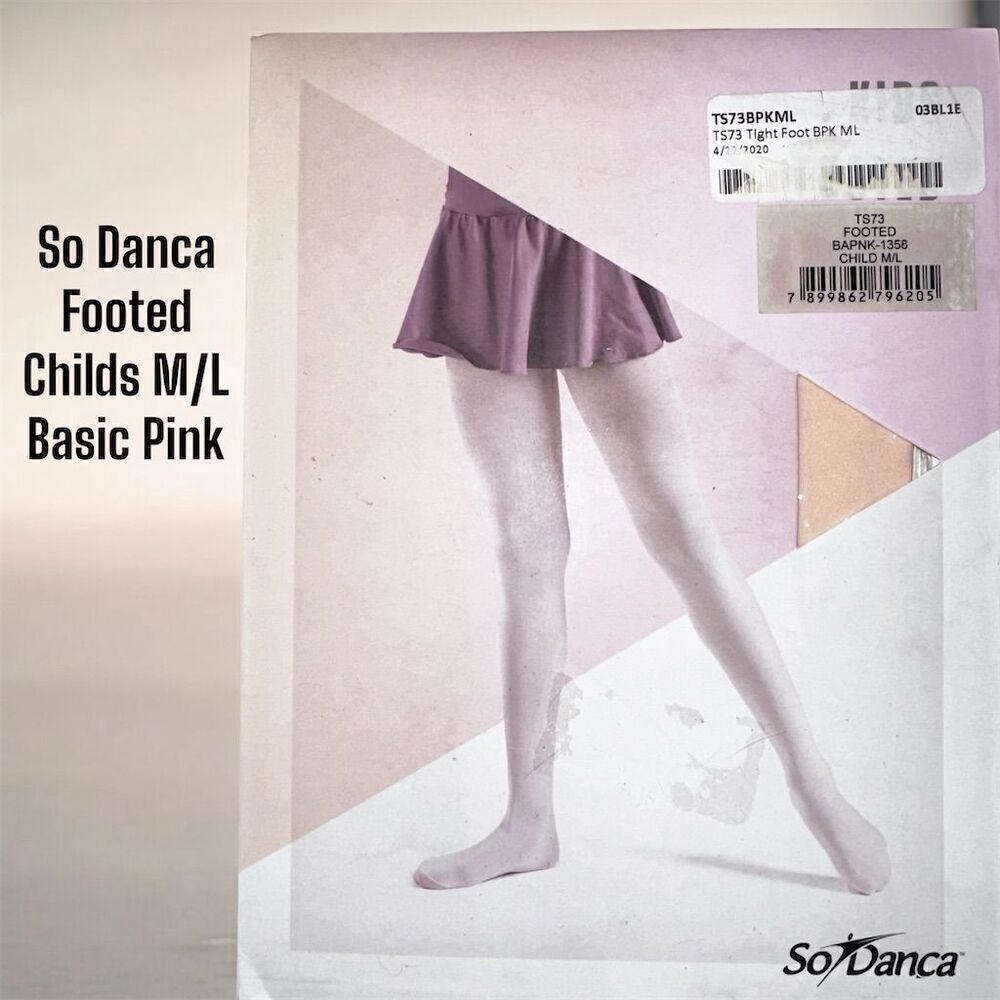 So Danca Girls Footed Ballet Tights Pink Size M/L Dancewear